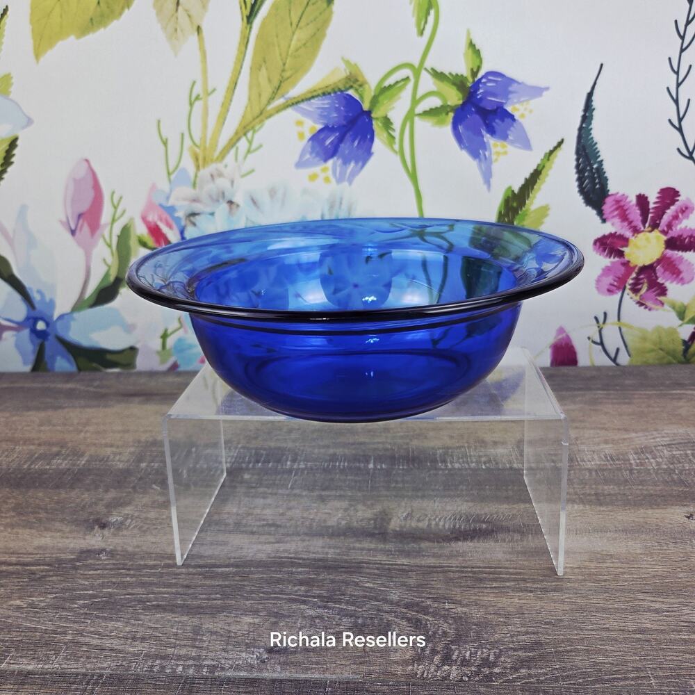 Corning Milano Cobalt Blue L-21 Vegatable Bowl 10" USA Embossed Waves On Rim